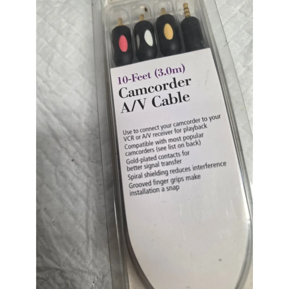 RadioShack Camcorder A/V Cable 10-Feet 3.0m Gold-Plated 16-3686 1/8 to RCA NEW